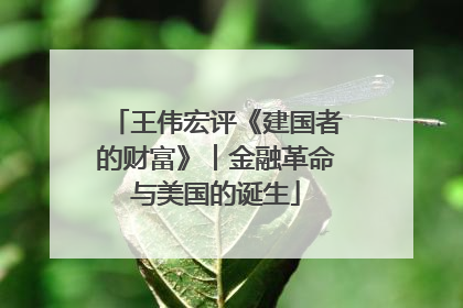 王伟宏评《建国者的财富》︱金融革命与美国的诞生