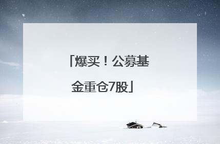 爆买！公募基金重仓7股