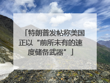 特朗普发帖称美国正以“前所未有的速度储备武器”