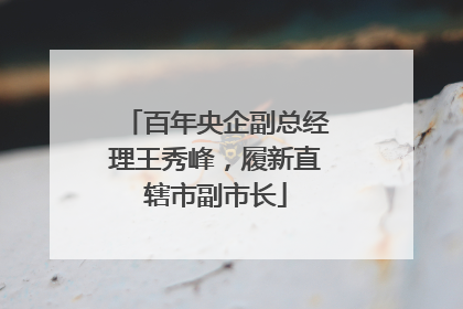 百年央企副总经理王秀峰，履新直辖市副市长