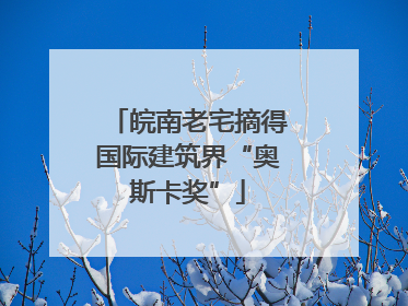 皖南老宅摘得国际建筑界“奥斯卡奖”