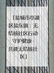 盐城市亭湖区盐东镇：无结核社区行动守护健康 ·共建无结核社区
