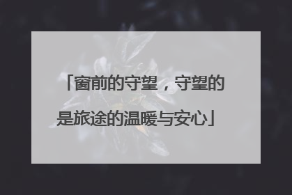 窗前的守望，守望的是旅途的温暖与安心
