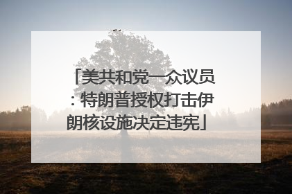 美共和党一众议员：特朗普授权打击伊朗核设施决定违宪