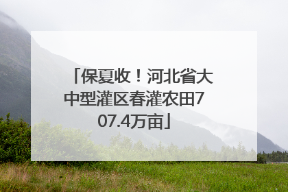 保夏收！河北省大中型灌区春灌农田707.4万亩