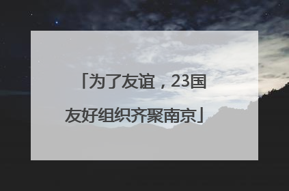 为了友谊，23国友好组织齐聚南京