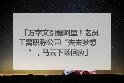 万字文引爆阿里！老员工离职称公司“失去梦想”，马云下场回应