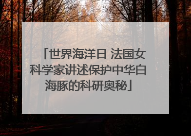 世界海洋日 法国女科学家讲述保护中华白海豚的科研奥秘