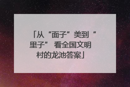 从“面子”美到“里子” 看全国文明村的龙池答案