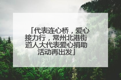 代表连心桥，爱心接力行，常州北港街道人大代表爱心捐助活动再出发