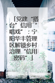 党建“搭台”信用“唱戏”：宁阳华丰管理区解锁乡村治理“信用密码”