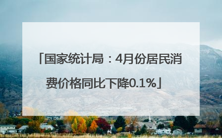 国家统计局：4月份居民消费价格同比下降0.1%