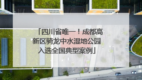 四川省唯一！成都高新区骑龙中水湿地公园入选全国典型案例