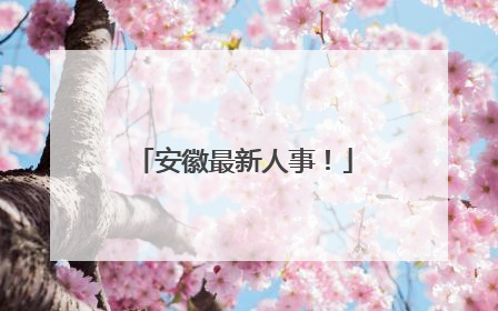 安徽最新人事！