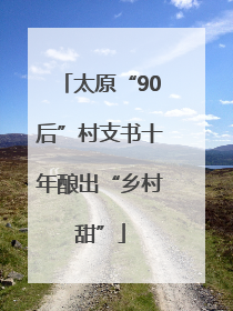 太原“90后”村支书十年酿出“乡村甜”