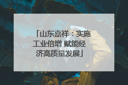 山东嘉祥：实施工业倍增 赋能经济高质量发展