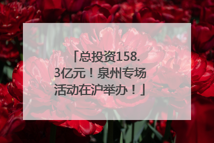 总投资158.3亿元！泉州专场活动在沪举办！