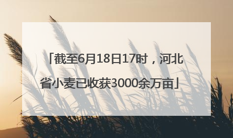 截至6月18日17时，河北省小麦已收获3000余万亩