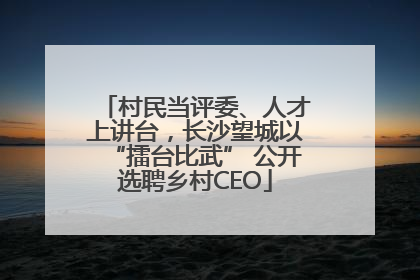 村民当评委、人才上讲台，长沙望城以“擂台比武” 公开选聘乡村CEO