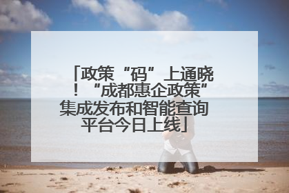 政策“码”上通晓！“成都惠企政策”集成发布和智能查询平台今日上线