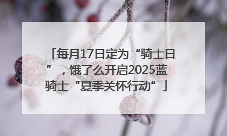 每月17日定为“骑士日”，饿了么开启2025蓝骑士“夏季关怀行动”