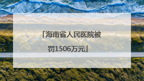 海南省人民医院被罚1506万元