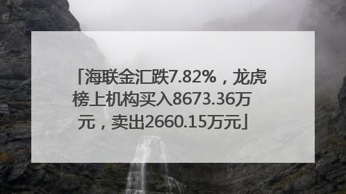 海联金汇跌7.82%，龙虎榜上机构买入8673.36万元，卖出2660.15万元