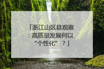 浙江山区县观察：高质量发展何以“个性化”？