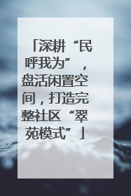 深耕“民呼我为”，盘活闲置空间，打造完整社区“翠苑模式”