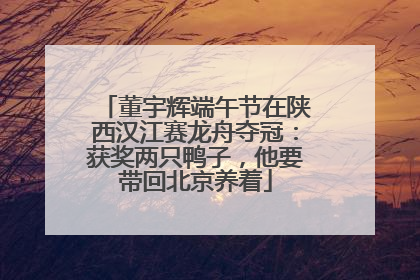 董宇辉端午节在陕西汉江赛龙舟夺冠：获奖两只鸭子，他要带回北京养着
