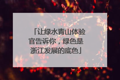 让绿水青山体验官告诉你，绿色是浙江发展的底色