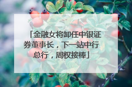 金融女将卸任中银证券董事长，下一站中行总行，周权接棒