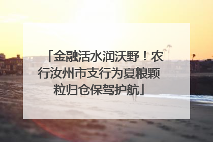 金融活水润沃野！农行汝州市支行为夏粮颗粒归仓保驾护航