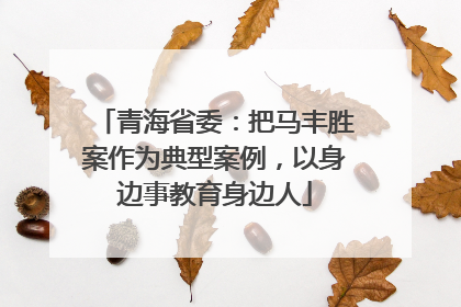 青海省委：把马丰胜案作为典型案例，以身边事教育身边人