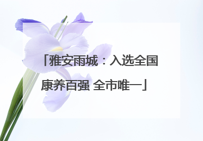 雅安雨城：入选全国康养百强 全市唯一